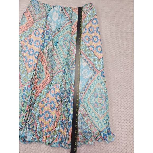 Ruby Rd Skirt Womens 16 Midi Length Floral Geometric Patteren Elastic Waist - Picture 2 of 6